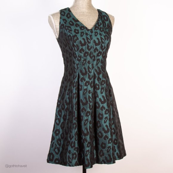 Maggy London Teal Leopard Print Dress - Picture 6 of 11